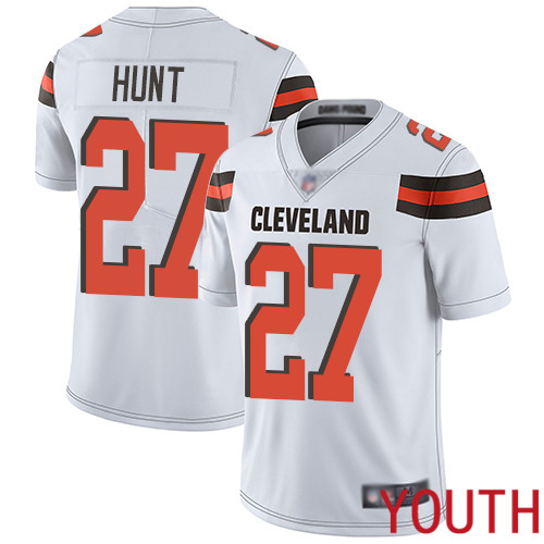 Cleveland Browns Kareem Hunt Youth White Limited Jersey #27 NFL Football Road Vapor Untouchable